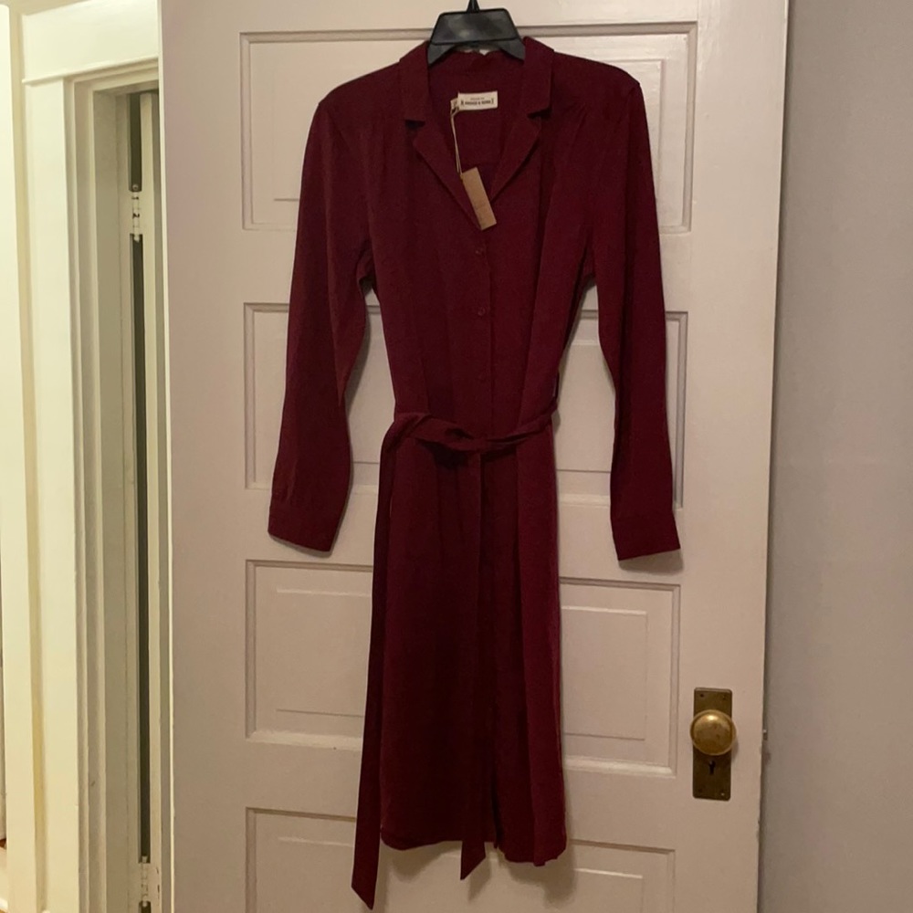 Brand new burgundy silk modal blend midi dress